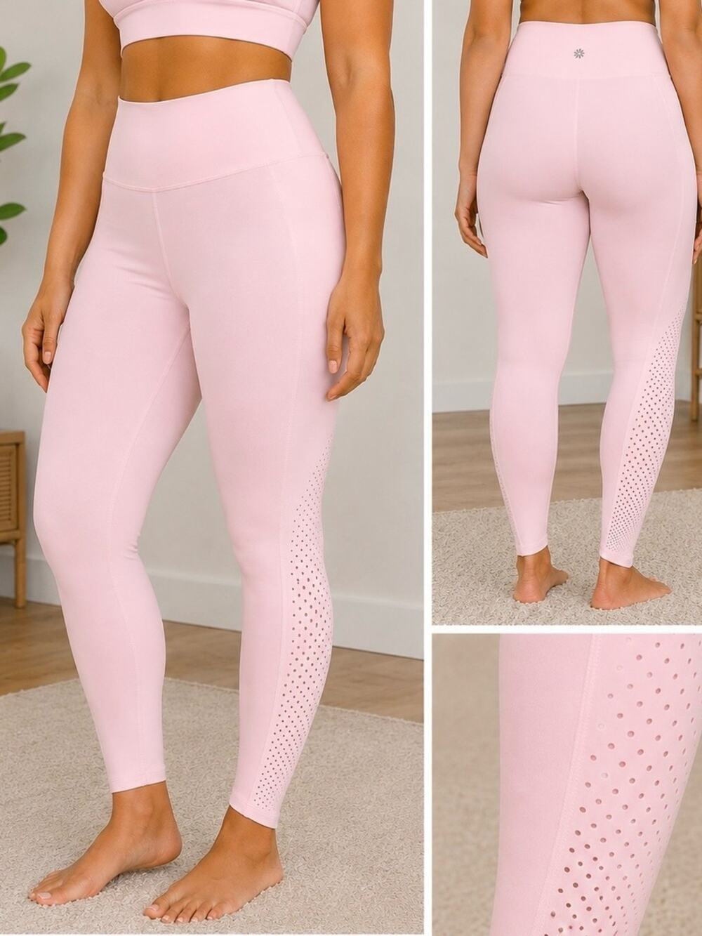 Athleta Elation Ultra High Rise Laser Cut Leggings Light Pink 1X